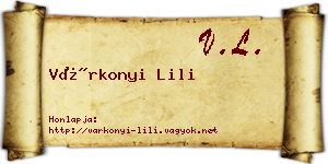 Várkonyi Lili névjegykártya